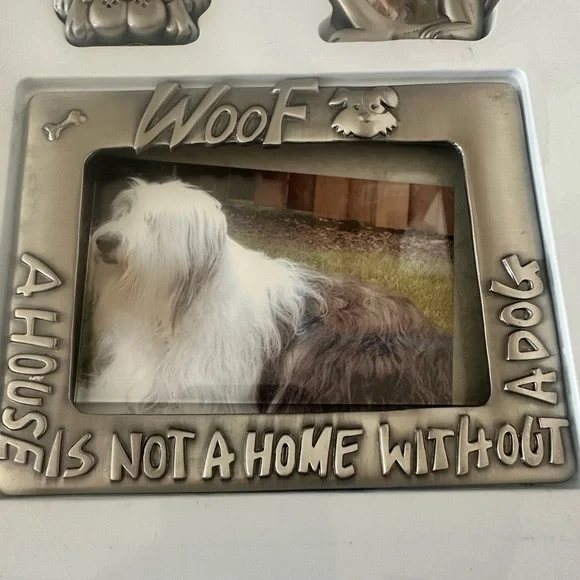 Dog Frames Set of 3 Metal Silver WOOF A House is not a Home Without A Dog - Picture 4 of 8